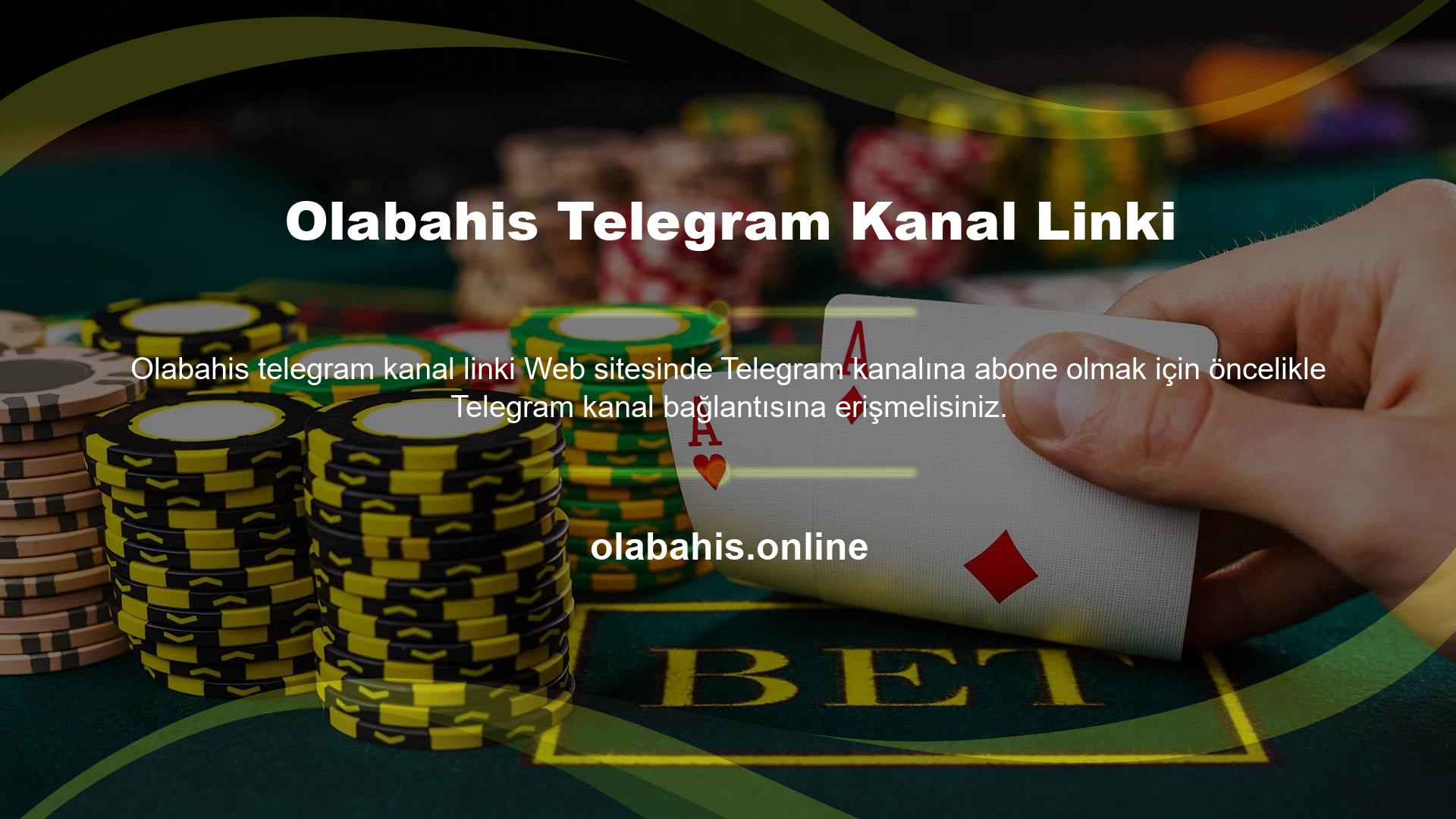 Web sitesinde Olabahis Telegram kanalına bir bağlantı mevcuttur